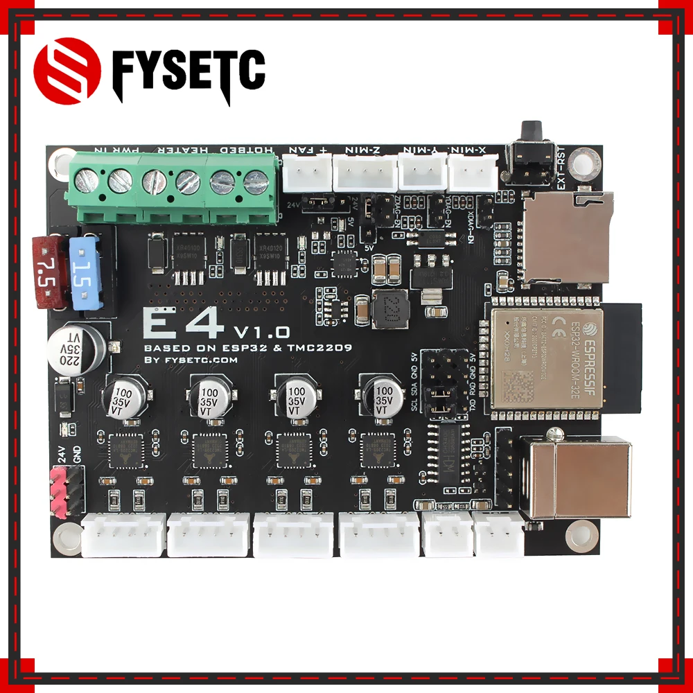 Scheda FYSETC E4 scheda di controllo minima della stampante 3D basata sul microcontrollore ESP32 di ESPRESSIF Wi-Fi e Bluetooth integrati