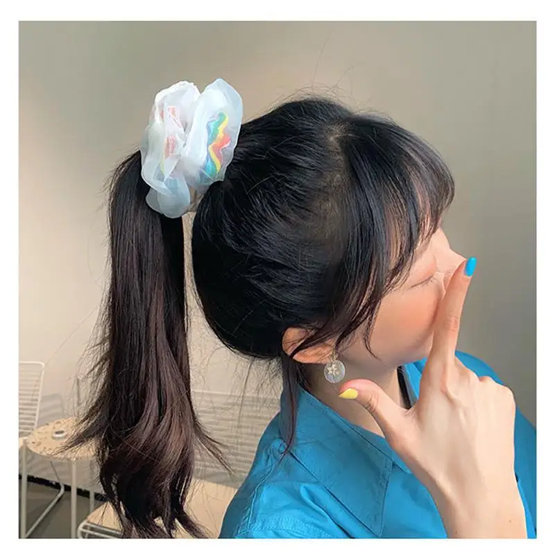 1Pc Fashion Kleurrijke Vrouwen Meisjes Haar Touw Scrunchy Creatieve Kleurrijke Gaas Scrunchy Hair Tie Paardenstaart Houder Haaraccessoires