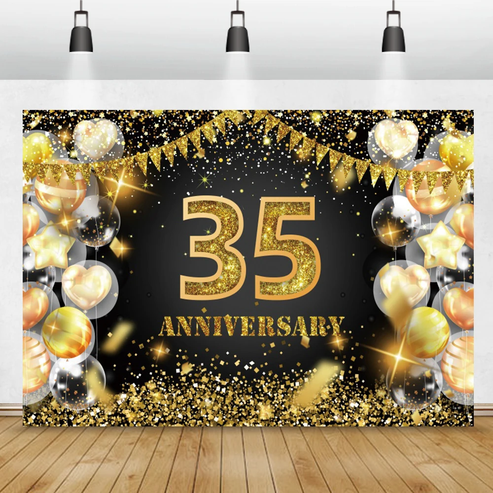 Balloons Stars Gold Flags Birthday Party Poster Banner Photo Backdrop Wedding Anniversary Newborn Baby Shower Photo Background