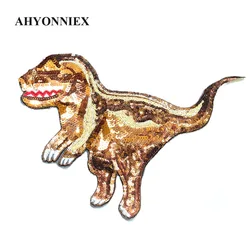 1 Piece Large Sequins Dinosaur Patch Fashion DIY T-shirt Applique Cute Clothing Decoration Sew On Patch DIY Accessories