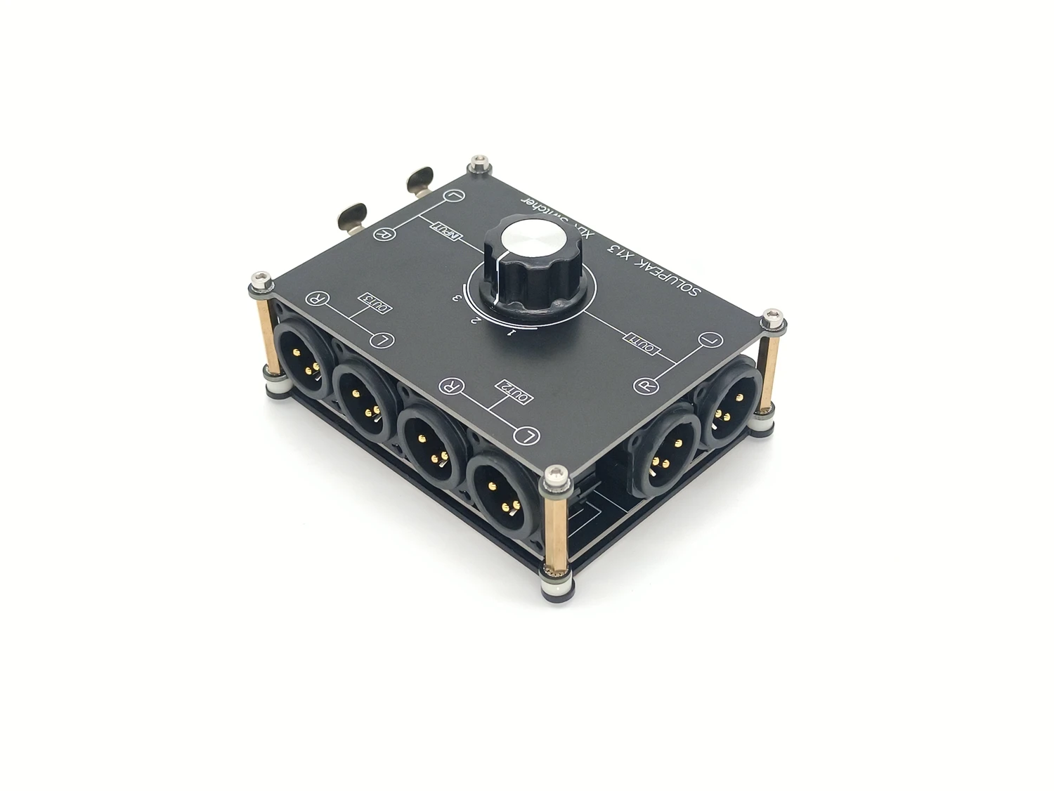 XLR-conmutador de Audio estéreo equilibrado 1 en 3 salidas, Selector de fuente de señal de Audio, caja divisora pasiva