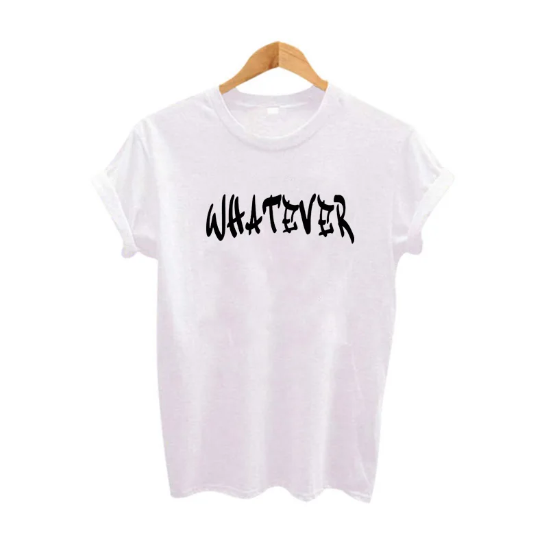 

Женская модная женская футболка Whatever со слоганом футболка Tumblr хипстерская женская черная белая футболка с коротким рукавом топы