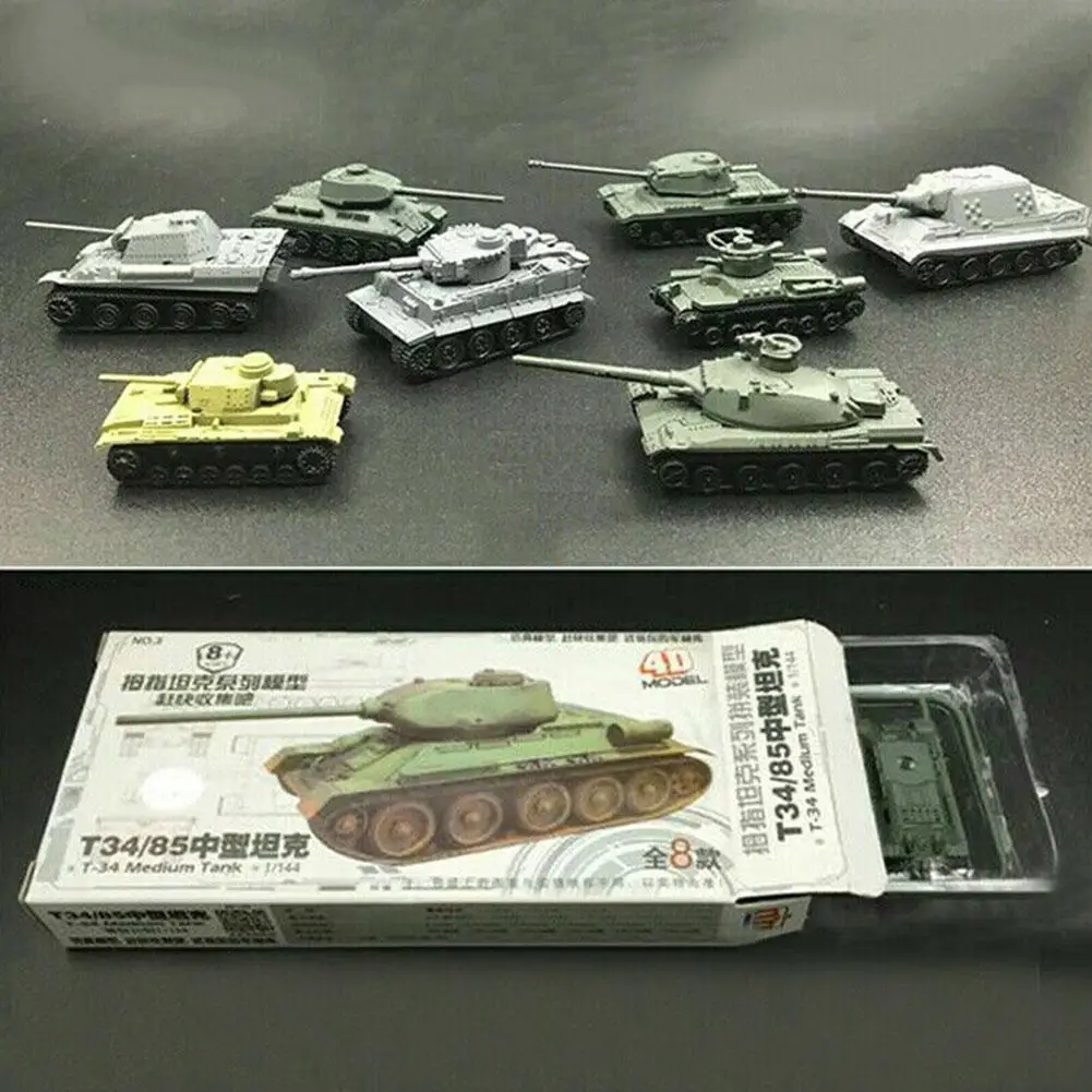 1:144 4D Assembled Tank Model Military German King Tiger Main Thumb Battle Children\'s Military Tank Toy Tank Model Boy Toys Gift