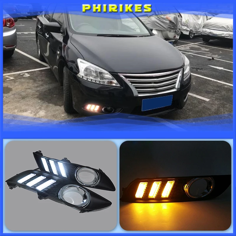 

Автомобильный 1 комплект drl для Nissan Sylphy sentra 2013 2014 2015 светодиодный ные дневные ходовые огни дневного света Противотуманные фары налобный фонарь