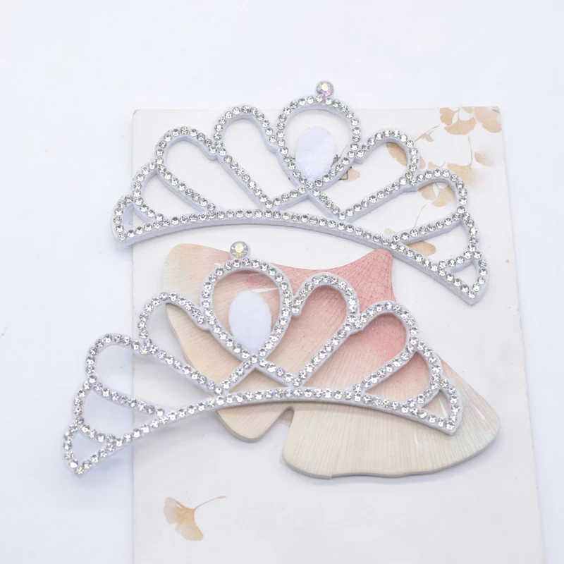 10Pcs 90*50mm Padded Crown Rhinestone Patches for DIY Clothes Crafts Decor Applique Headwear Headband Bow Jewelry Accessories