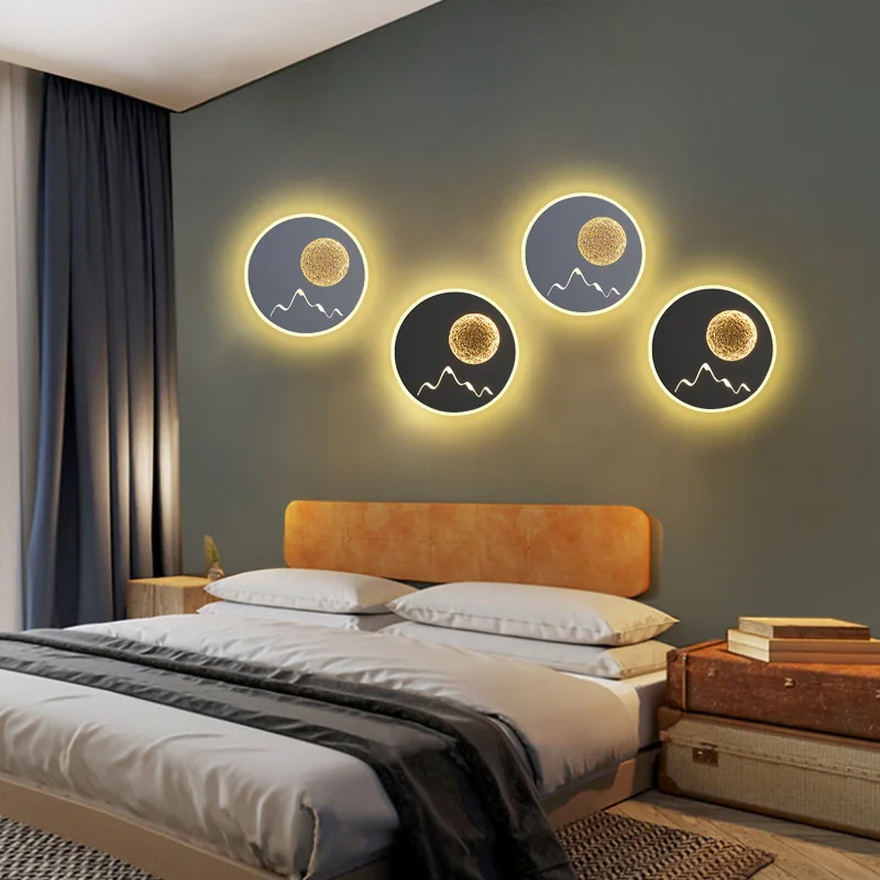 Modern LED Wall Lights For Bedside Corridor Lighting White Black Grey Creative Earth Sconce Lamp Luminaria Luminaire Deco Maison