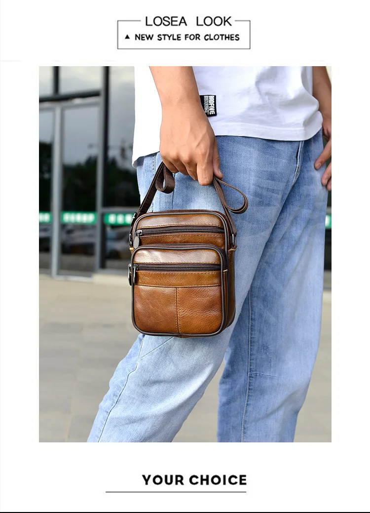 Factory Direct New Boutique Men\'s Bag Fashion Business Full-Grain Leather Shoulder Bag Outdoor Messenger Bag