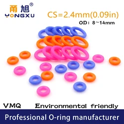 50PCS/Lot Multicolor Silicon Rubber O-Ring  VMQ Thickness CS2.4mm OD8/9/10/11/12/13/14*2.4mm O Ring Seal Rubber Gasket Ring