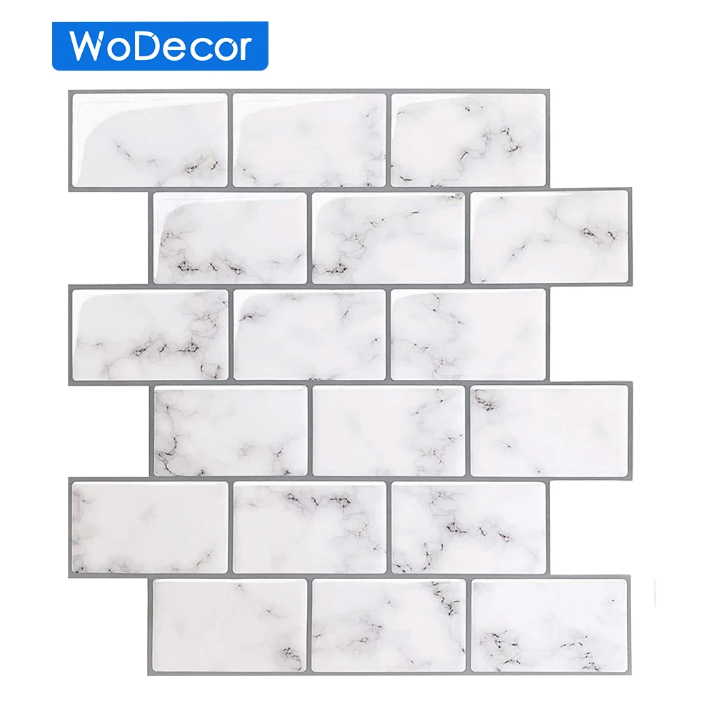 WODECOR 3D EFFECT Peel And Stick Wall Tile Pantry Waterproof Board Backstop Home Decoration Tile Stickers goods for kitchen