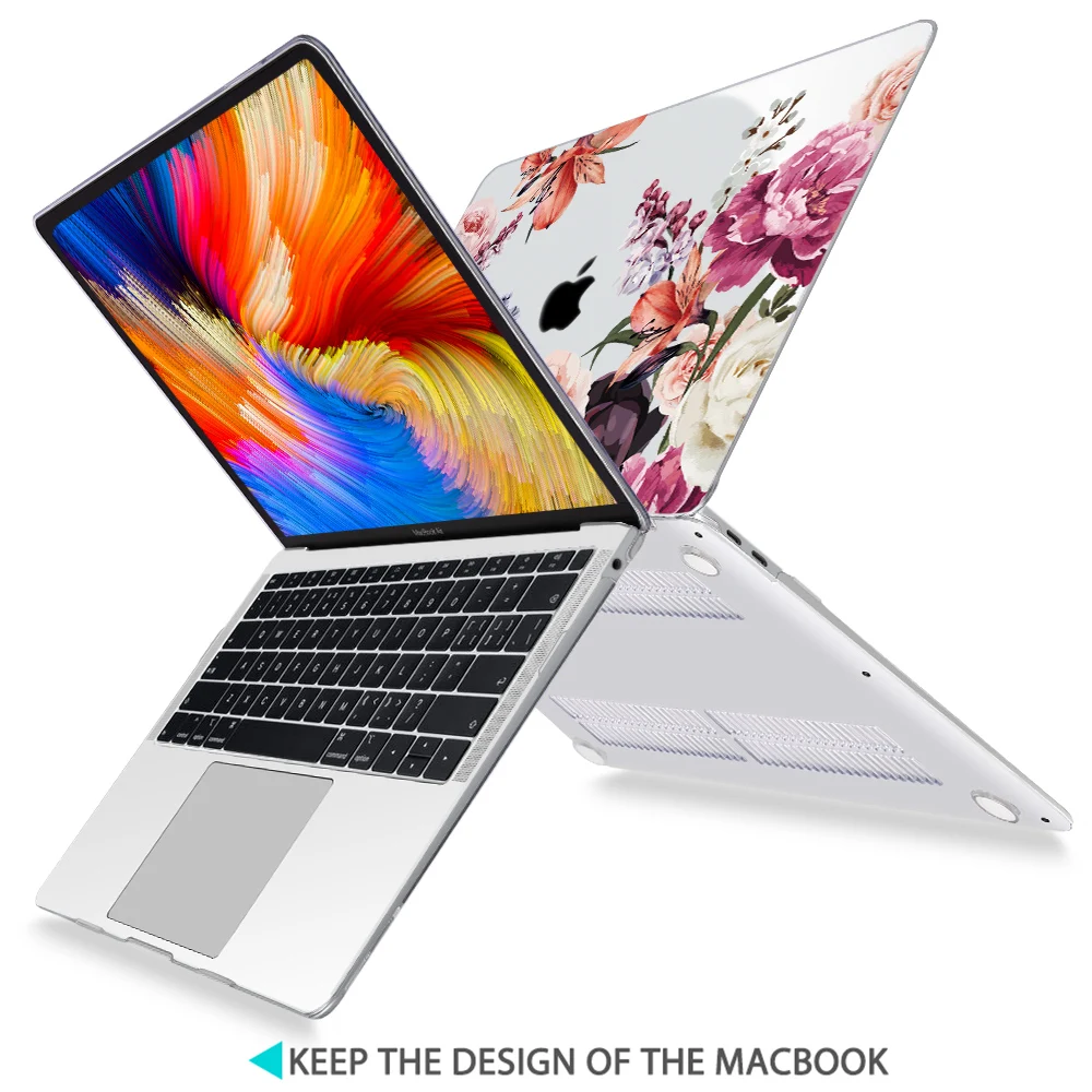 Floral Soft-touch Plastic Hard Case Cover for MacBook 2024 M3 Air13 15 M2 Pro Retina 11 12 13 14 16 inch M2 M1 A2337 A2179 A2338