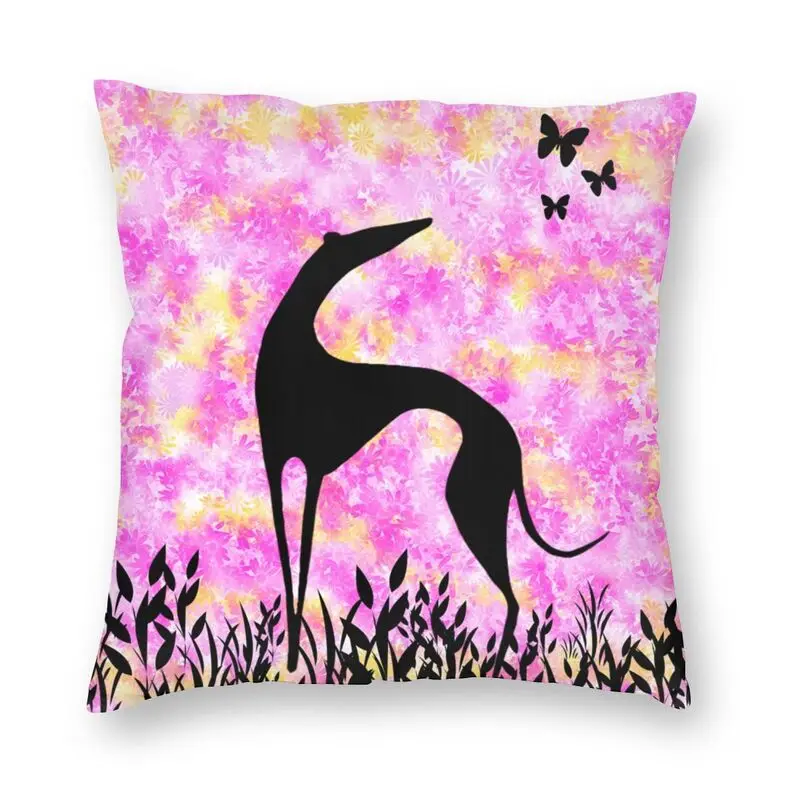 Original Greyhound Art Sighthound Silhouette Square Pillow Cover Home Decor Whippet Dog Cushions Throw Pillow 40*40cm For Car