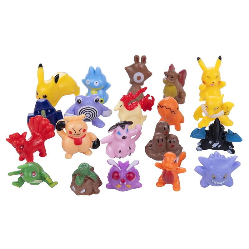 Figuras de acción de Pokémon, 24-144 piezas, Pikachu, 2-3CM, Mini mascotas sin repetición, modelo de colección, regalo de cumpleaños para niños