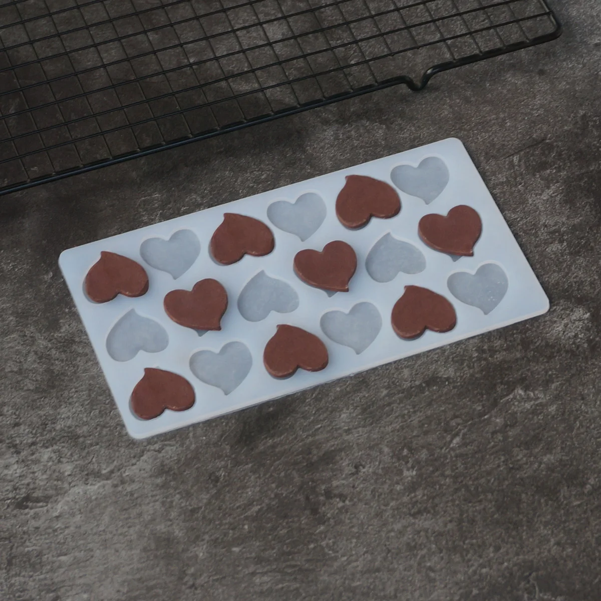 Small Heart Shape Chocolate Stencil Mold Cup Cake Topper Decorating Silicone Transfer Sheet Chablon DIY Dessert Garnish