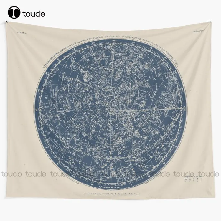 Constellations Of The Northern Hemisphere Vintage Azure Blue Tapestry Blanket Tapestry Bedroom Bedspread Decoration Hanging Wall