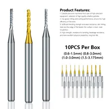 10pcs Carbide PCB Milling Cutters 0.6-3.175mm #2