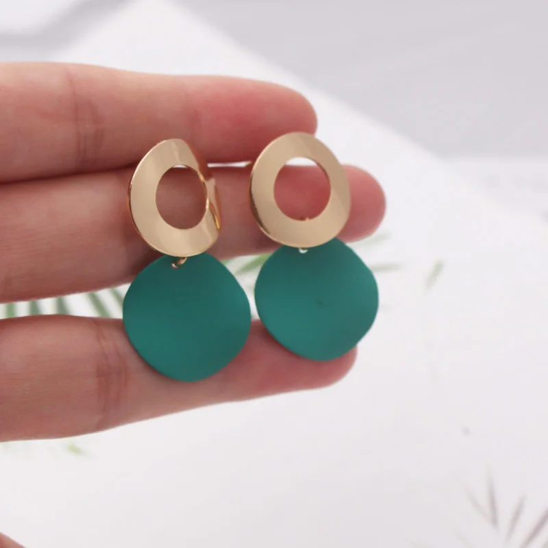 Green Color Pendants Dangle Earrings for Women Painting Plants Drop Earrings Gold Color Top Female Earrings pendientes femme