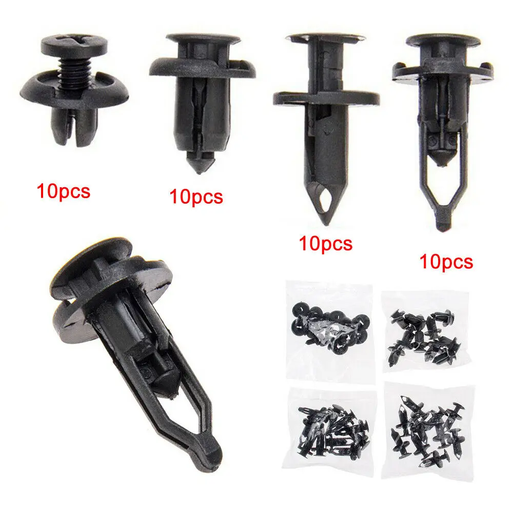 40Pcs 4Sizes Car Push Retainer Pin Auto Body Bumper Rivet Trim Moulding Clip Interior Accessories Kit Universal For Most Models