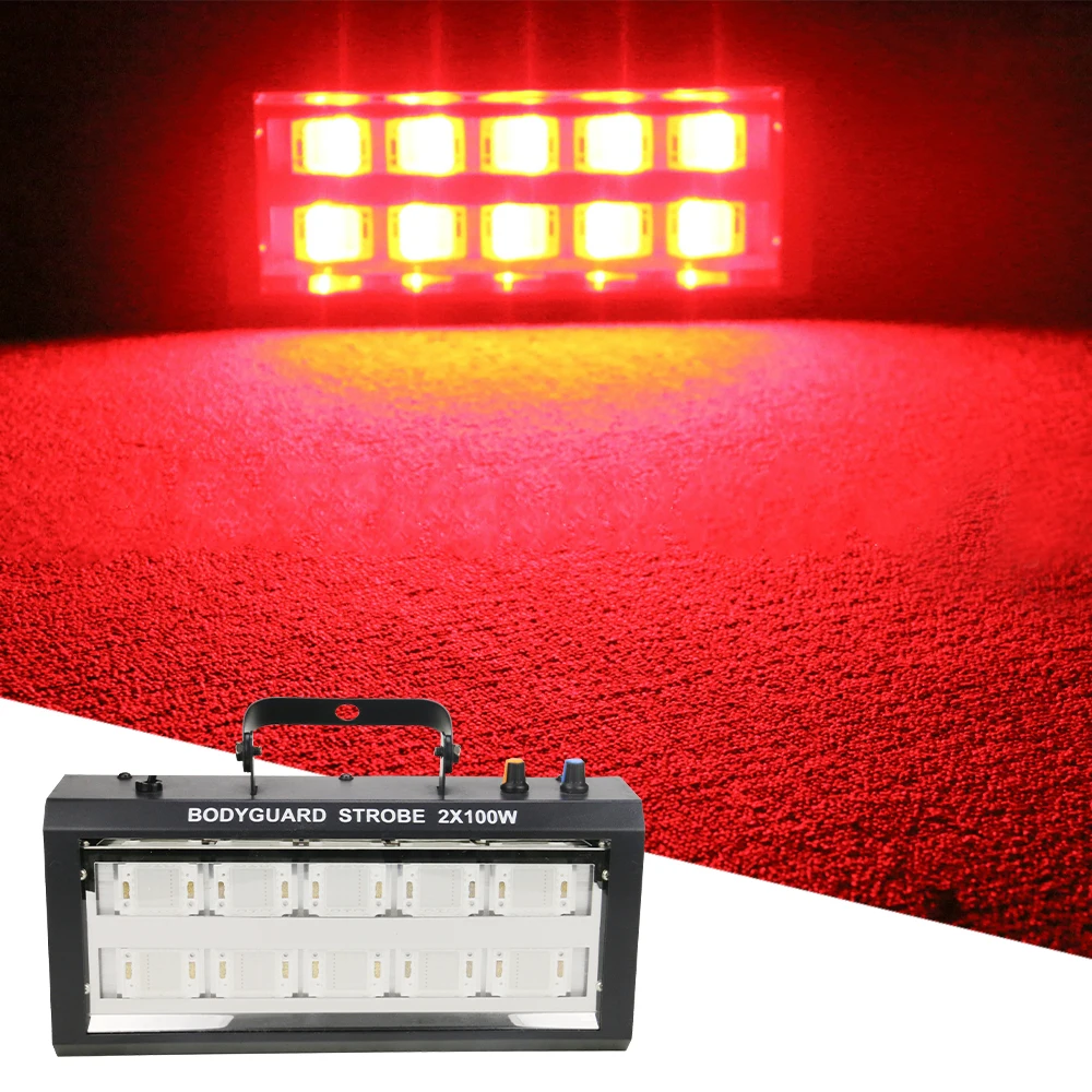 double row led rgb flash aluminio shell stage iluminacao strobe light sound control dj disco led music party efeito luz 200w 01