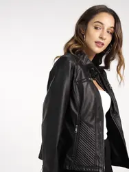 D03-chaquetas de cuero sintético para mujer, abrigos cálidos a prueba de viento, con personalidad, informales, para primavera y otoño
