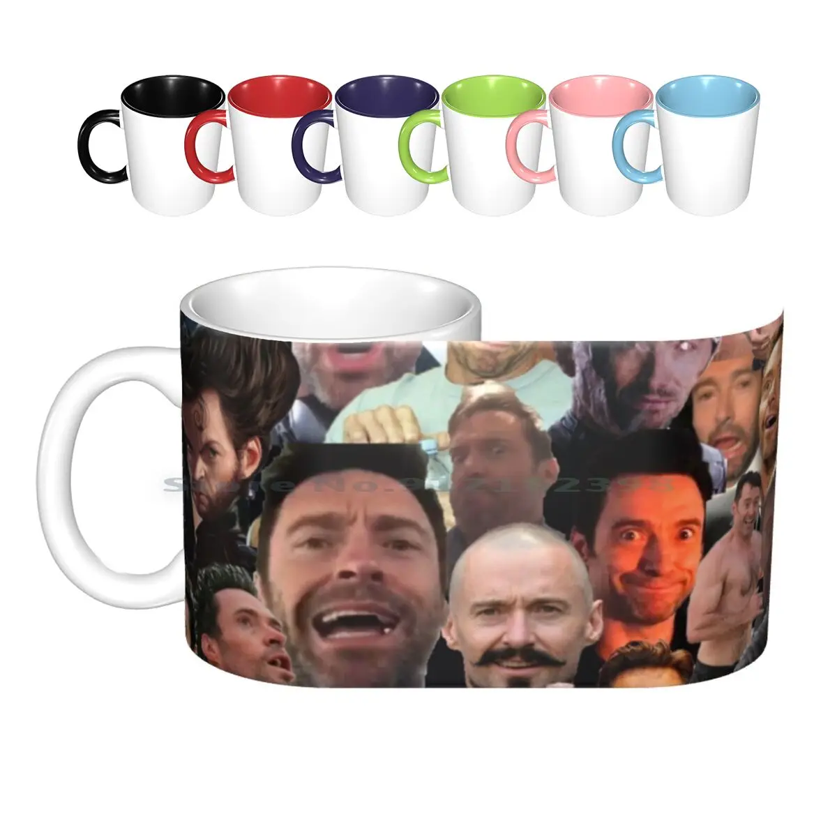 Hugh Jackman\'s Many Faces Ceramic Mugs Coffee Cups Milk Tea Mug Hugh Jackman Hugh Hackman Collage Tumblr Collage Creative