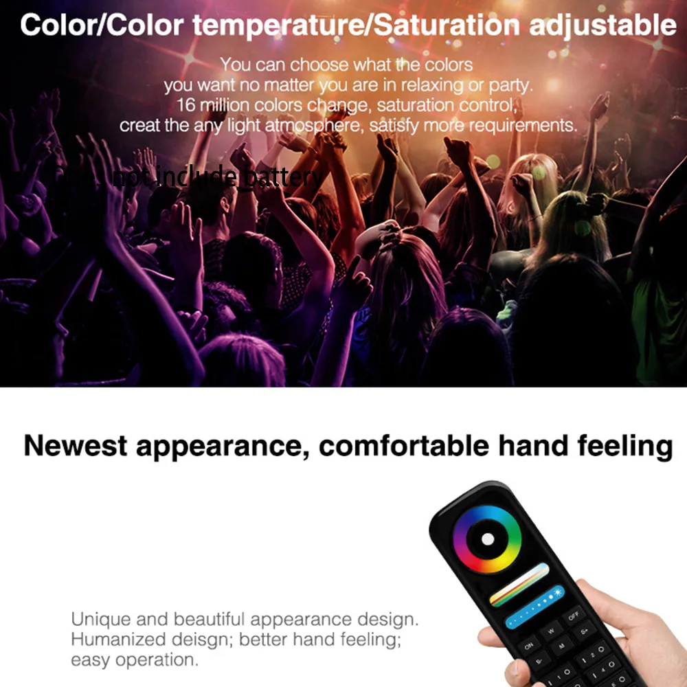 Miboxer FUT089 2.4GHz Remote Controller 8 Zones Control RGB+CCT For Single color CCT RGB RGBW RGB+CCT LED Light Strip