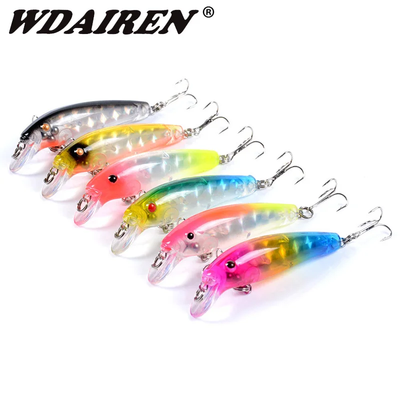 

6pcs/Lot Hot Model Sinking Minnow Fishing Lures 7cm 6.5g Laser Bass Pike Carkbait Wobblers Swimbait Professional Bait Set