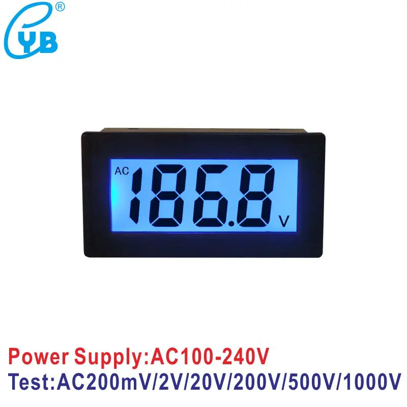 YB5135DB AC220V Power Supply LCD Digital Voltage Meter 100-240V AC 0-1000V 500V 200V 20V 2V 200mV Voltmeter Monitor Volt Tester