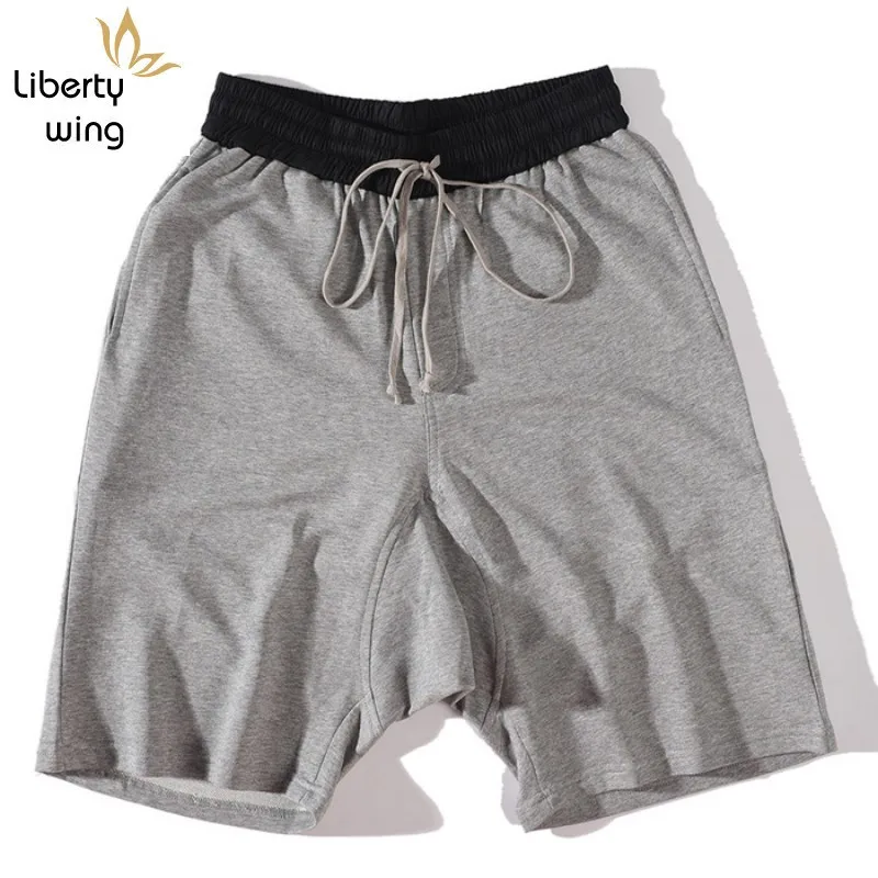 

New Men High Steet Baggy Loose Shorts Drop Crotch Harem Hose Casual Drawstring Knee Length Hip Hop Trousers Black Grey 4XL