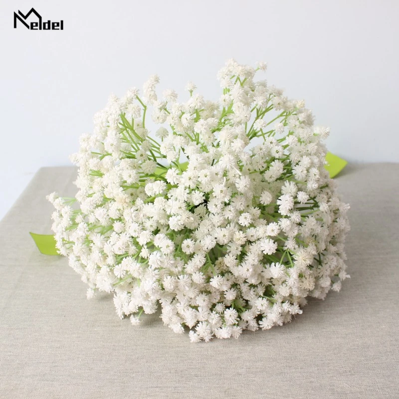 Meldel – Bouquet de mariage artificiel, fleur de souffle de bébé en PU, décorations blanches pour fête à domicile, fournitures de mariage, vente en gros