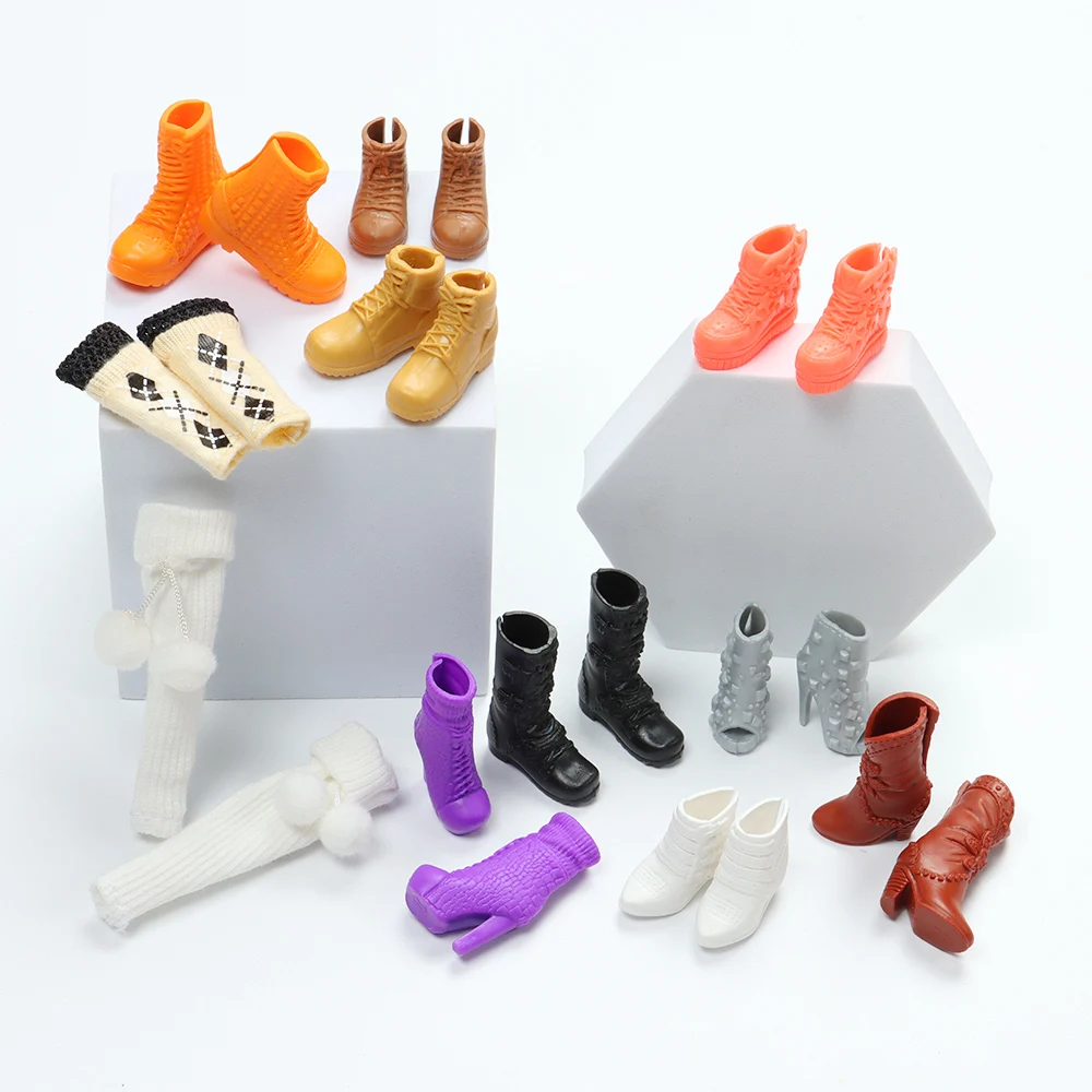 1Pair Plastic Doll Colorful Long Knees Boots Female Doll Boots Socks Doll Shoes Fit Foot Length 2.2cm Dolls Accessories