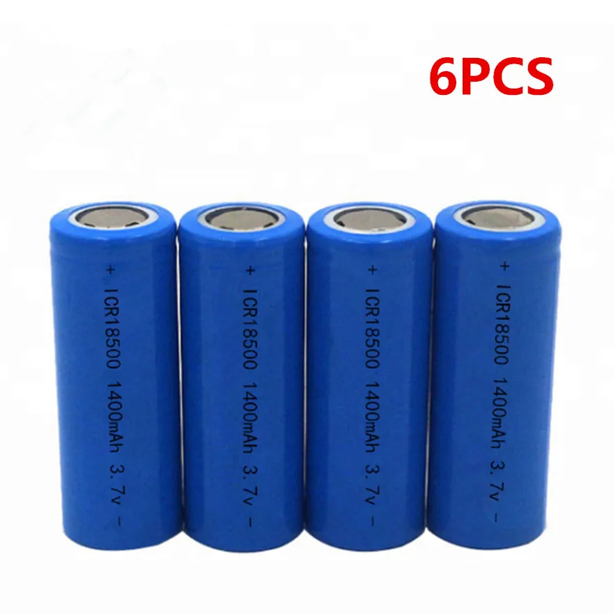 

6pcs/lot 3.7V 18500 1400mAh rechargeable lithium battery 3.7V strong light flashlight anti-light special lithium battery