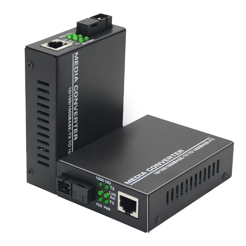 Convertitore multimediale in fibra ottica Gigabit 1000/100Mbps Ethernet RJ45 Single Mode Single Fiber TX RX SC Port alimentatore esterno