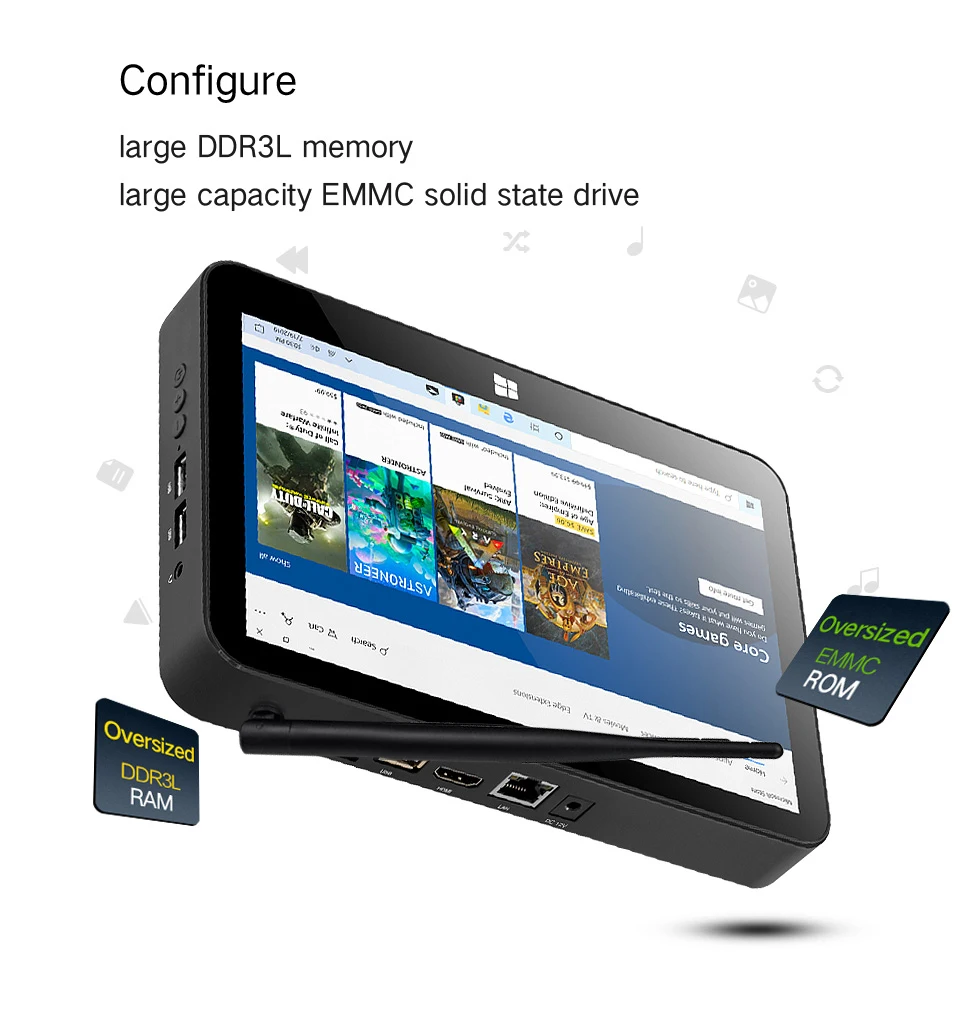 X11 Mini PC J4005 J4105 9inch 1920*1280 Win11 Win10 H9F Tablet PC 4G Ram 64G Rom TV Box BT5.0 Wifi5 RJ45 BT Pipo Mini Desktop