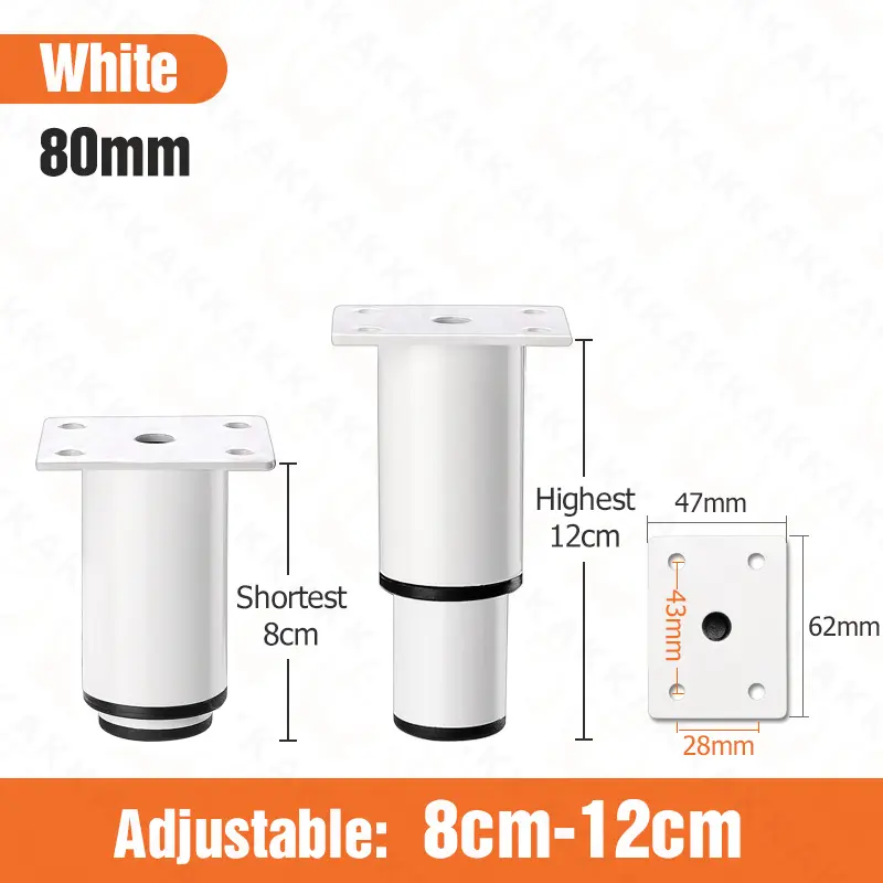 KAK Adjustable Furniture Leg Cold Rolled Steel Black White Table Feet Replacement Cabinet Sofa Metal Foot Furniture Hardware - Image 10