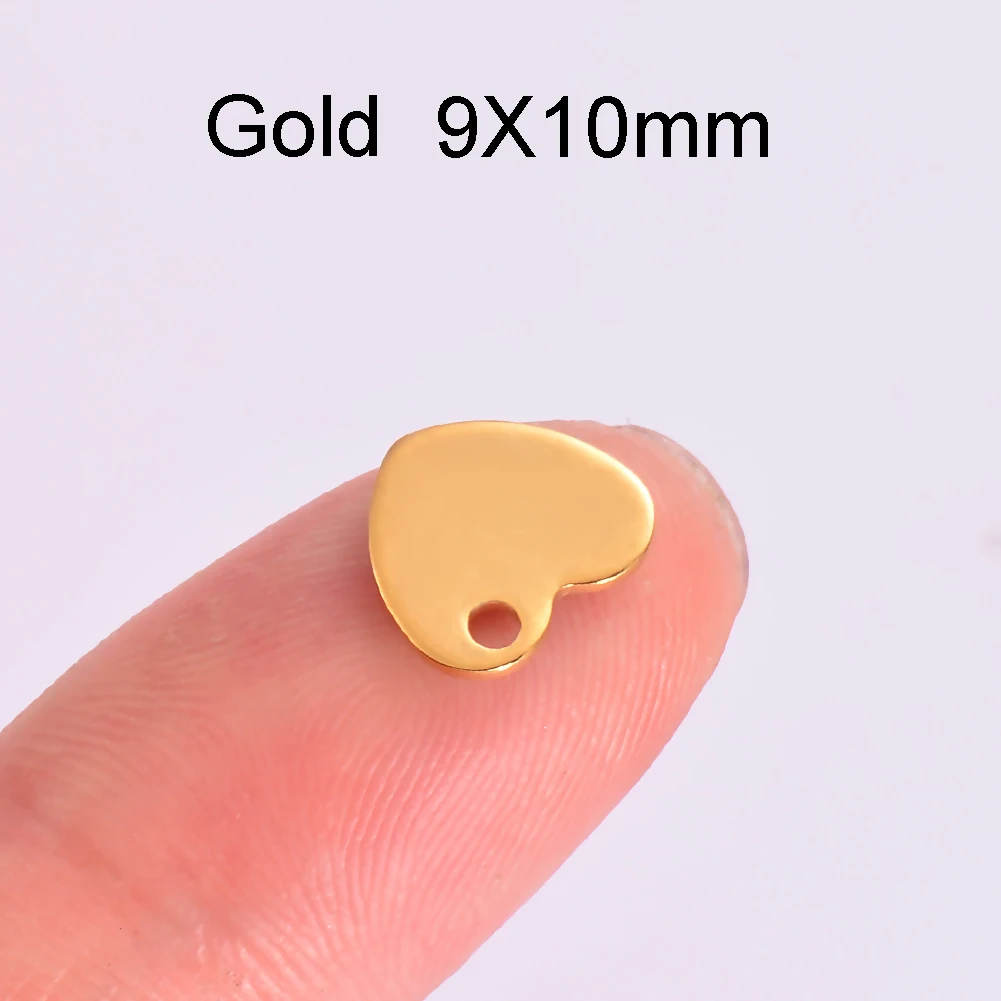 50 قطعة الفولاذ المقاوم للصدأ الفضة والذهب والوردي الذهب لهجة فارغة ختم العلامات قلادة شعار علامة القلب للشعارات لا تشغل اللون