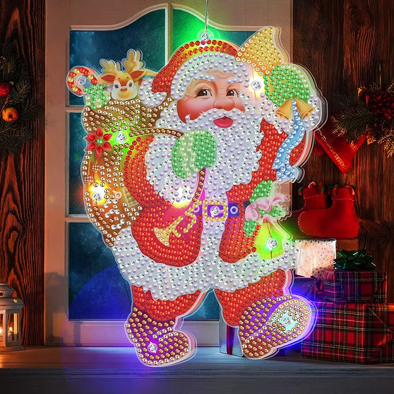 Homfun natal lâmpada led pintura diamante diy 5d luz diamante