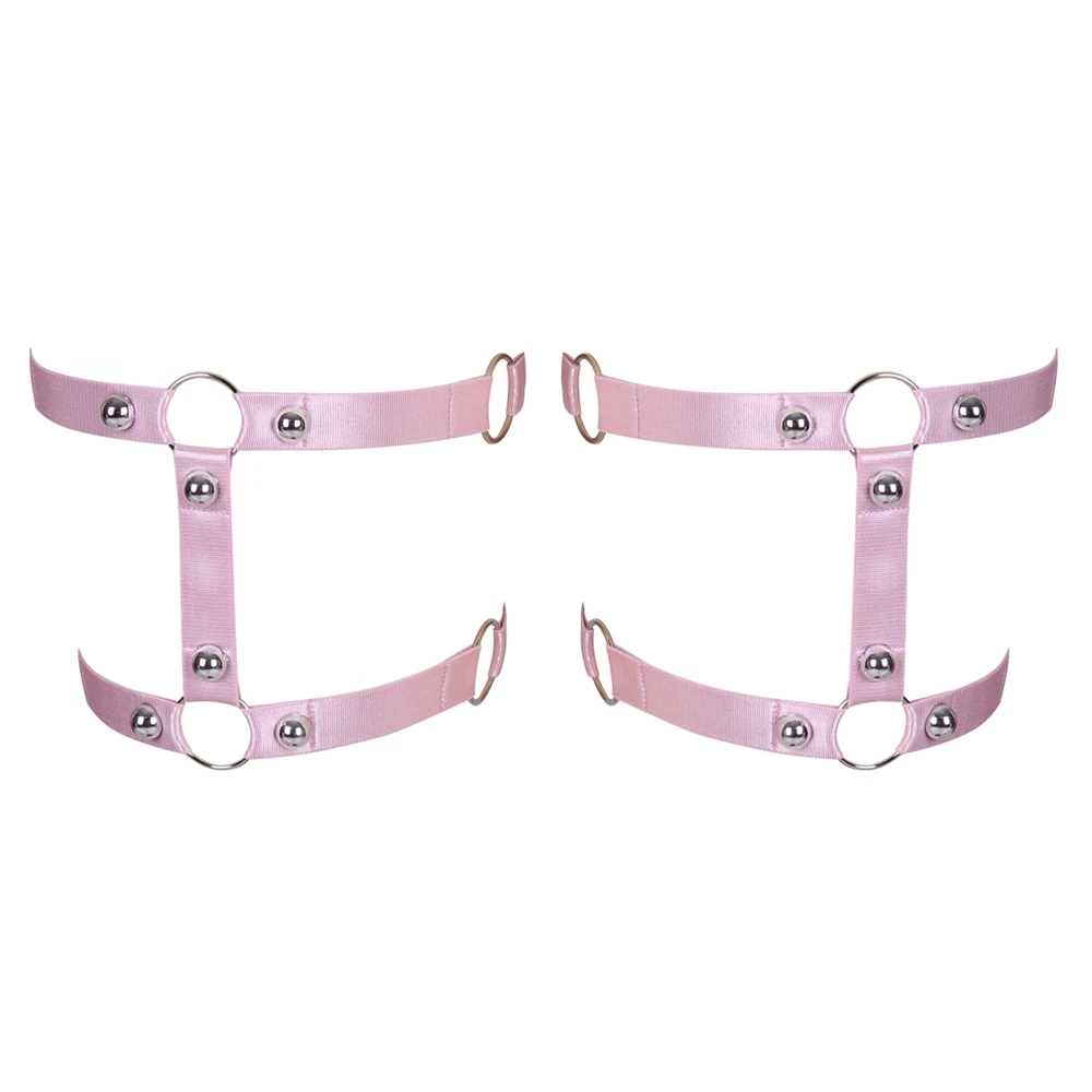 Accesorios de remache Harajuku para mujer, ligas de pierna Sexy, cinturón, bandas ajustadas, Clip de 2 piezas, medias Punk góticas, arnés elástico de Bondage de moda