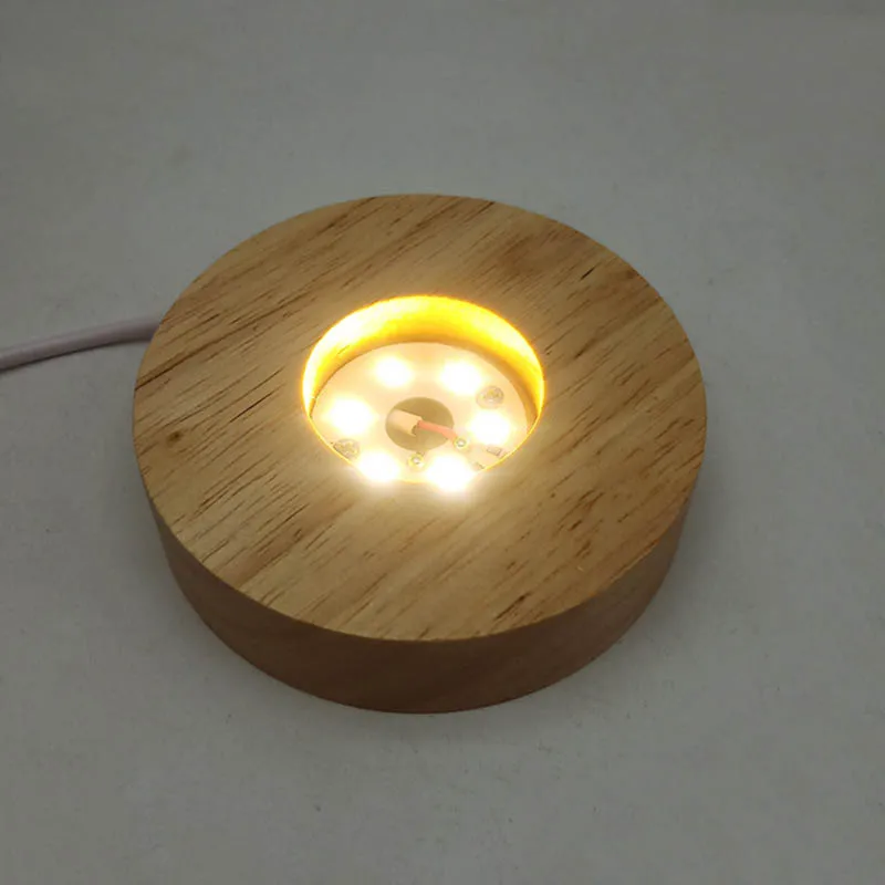 Base per lampada in legno 3D rotonda USB luce notturna calda supporto base display a LED per sfera sfera di cristallo accessori per illuminazione