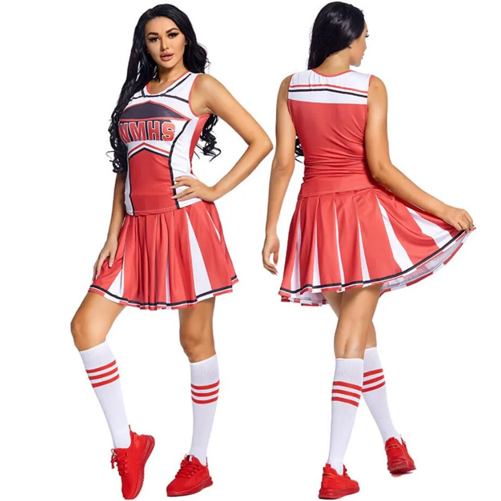 XS-XXL New High School Cheer Musical Glee Cosplay Cheerleader Set Sexy School Girl Sports Costume Cheerleader Costume