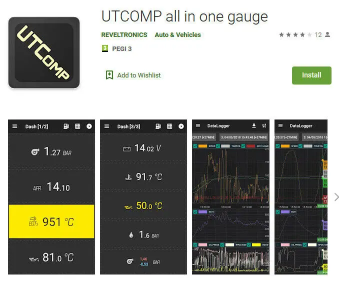 DATA LOGGER per inoltre, EGT, BOOST, pressione dell'olio, TEMP ecc. per Android