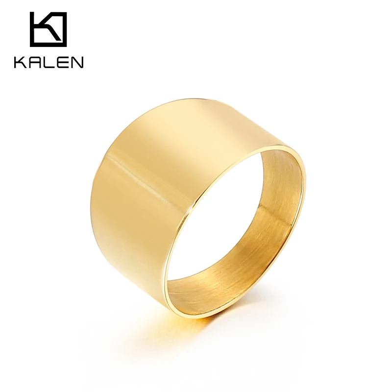 Kalen Anillo de 5 mm de ancho de estilo minimalista Anillo de acero inoxidable de 3 colores Anillo de pareja femenina