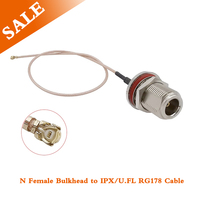 N Female to IPX/UFL RG178 Cable RF Coaxial Connector N Type Nut Bulkhead Jack to IPX Pigtail for PCI Wifi Card Wireless Router