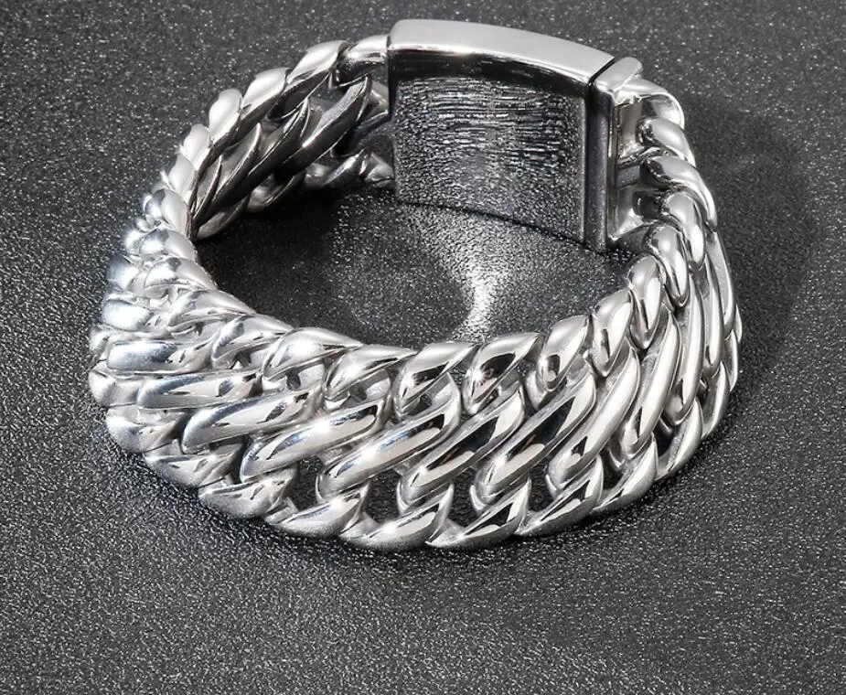 26mm 9 inch Men's Bracelet Keel Titanium Steel High Polished Link Chain Bracelet Casting Jewelry Great Gifts For Mens