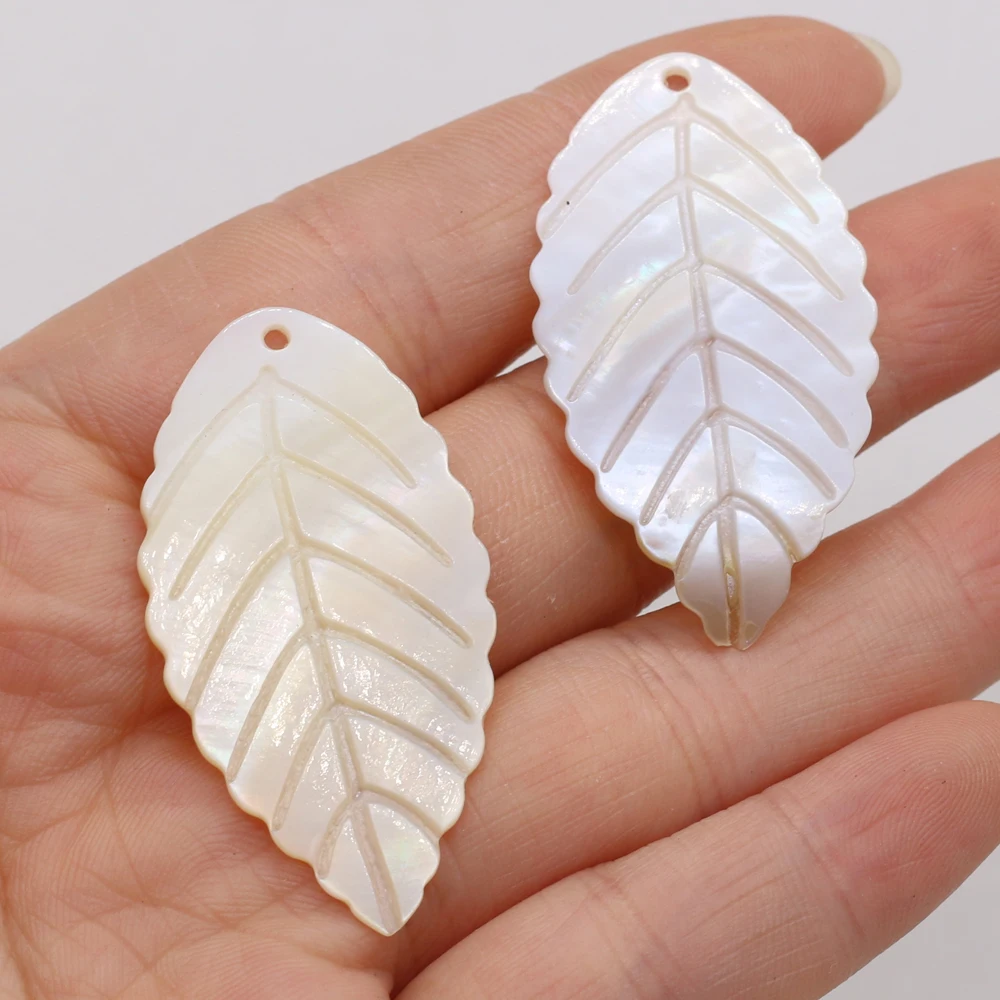 10Pcs Natural Freshwater White Shell Pendant Leaf-Shaped Loose Beads For Jewelry Making DIY Necklace Earrings Accessory