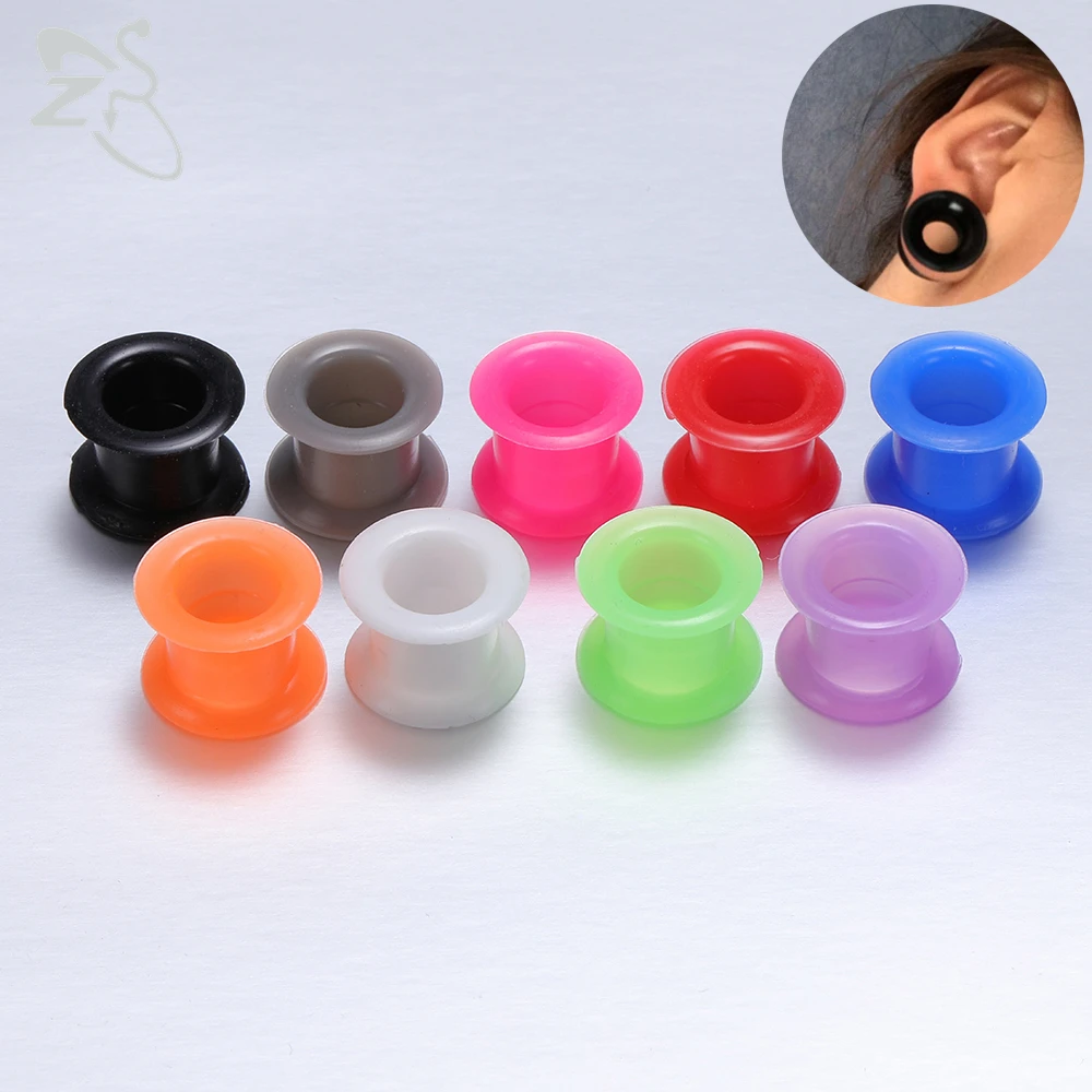 ZS 1 Pair Colorful Silicone Ear Plug And Tunnel Thick Ear Gauges 3-25MM Double Flared Ear Expanders Sterchers Piercing Jewelry