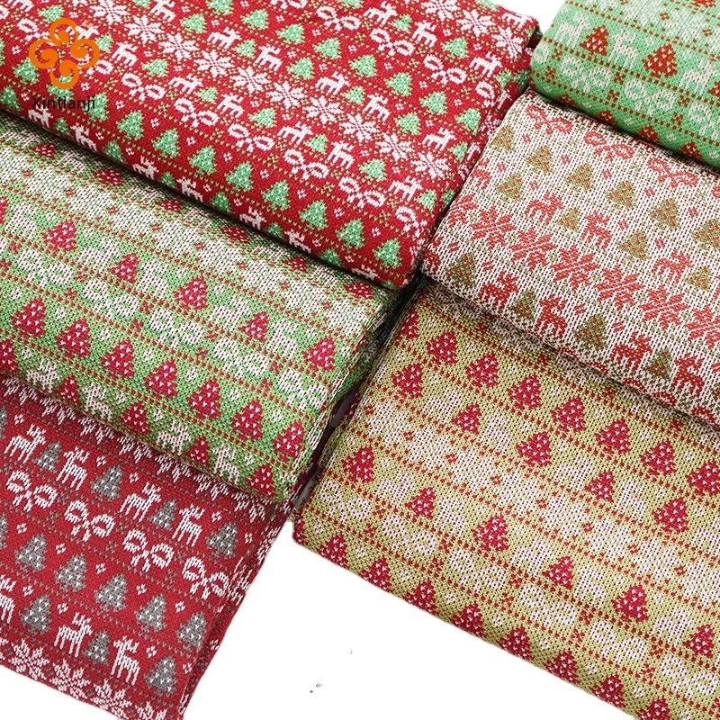 Christmas Thick Needle Knitted Jacquard Fabric By Half Yards For Sewing Sweater And DIY Dolls Ornaments Party Home Textile Decor