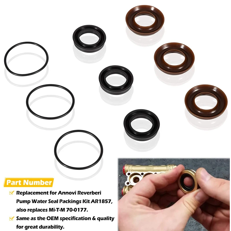 AR1857  Pressure Washer Packing Kit 18mm XR Seal Repair Kit for Annovi Reverberi Pressure Washer Pump RK RKA RKV XRC XRA (9 PCS)