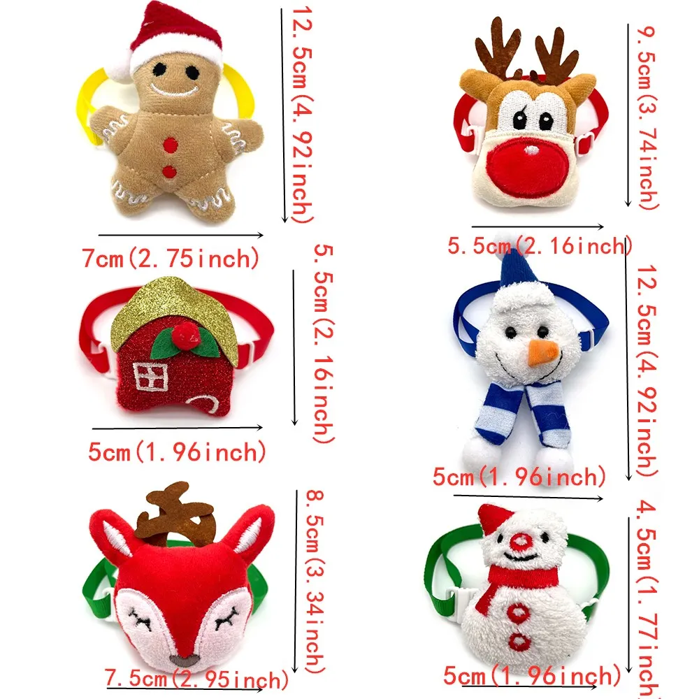 50/100pcs Christmas Pet Product Small Dogs Bowties Neckties Xmas Snowman Deer Dog Cat BowTies Dog Grooming Products Pet Supplies