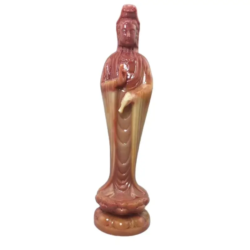 

China Shoushan Stone Old Hand Carved Buddism Godness Guanyin Statue