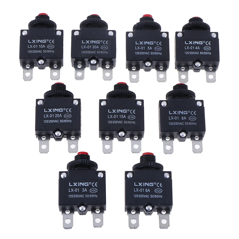 Circuit Breaker Overload Protector Switch Fuse 3A 4A 5A 6A 8A 10A 15A 20A 30A Thermal switch overload protector push button